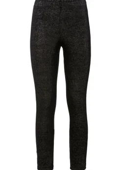 bonprix bonprix Leggings brillantes de terciopelo Negro-plata Discount