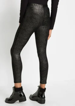 bonprix bonprix Leggings brillantes de terciopelo Negro-plata Sale