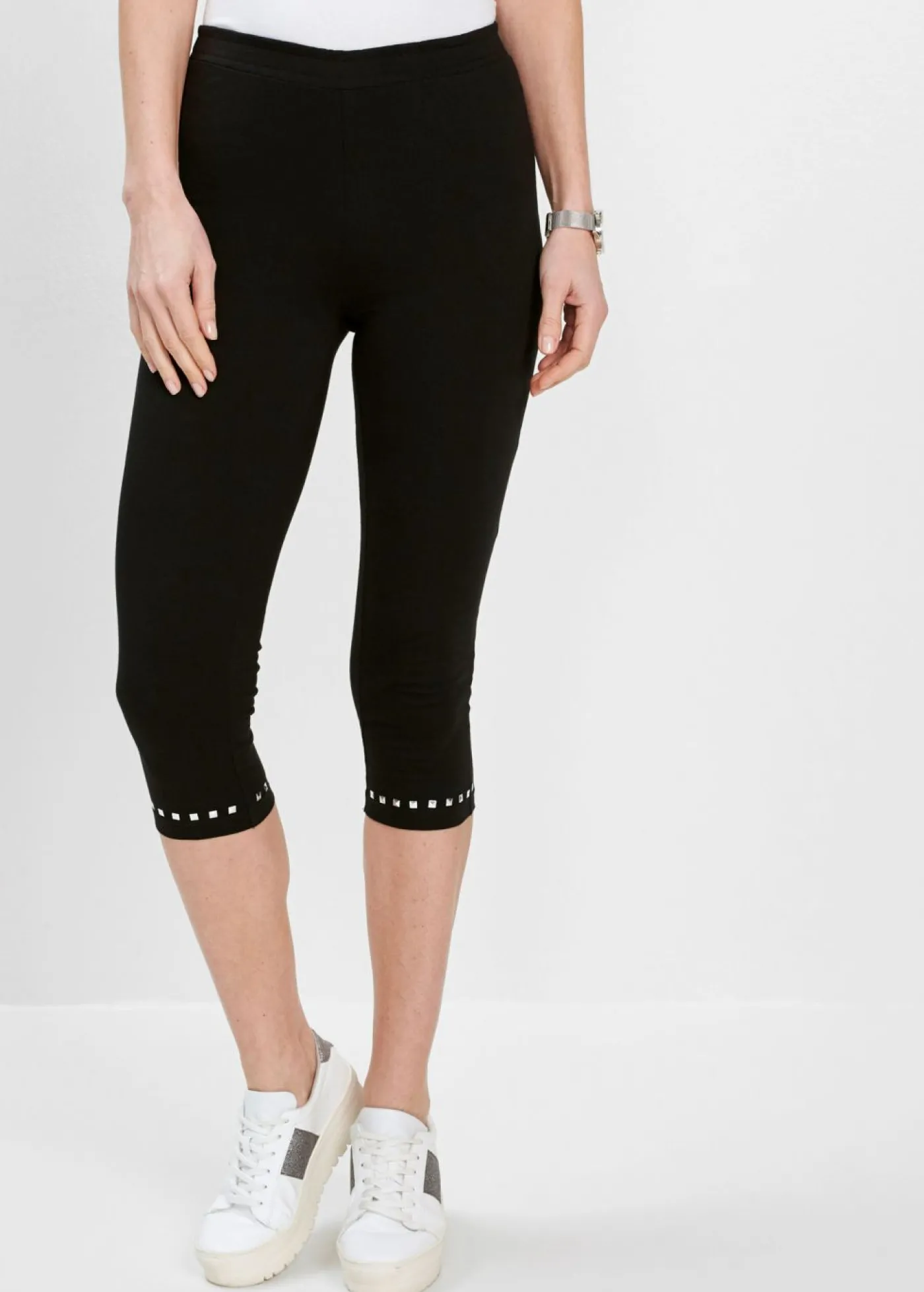 bonprix bonprix Leggings capri Negro-plateado New