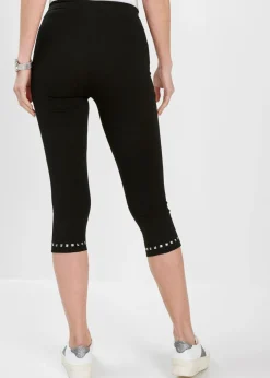 bonprix bonprix Leggings capri Negro-plateado New