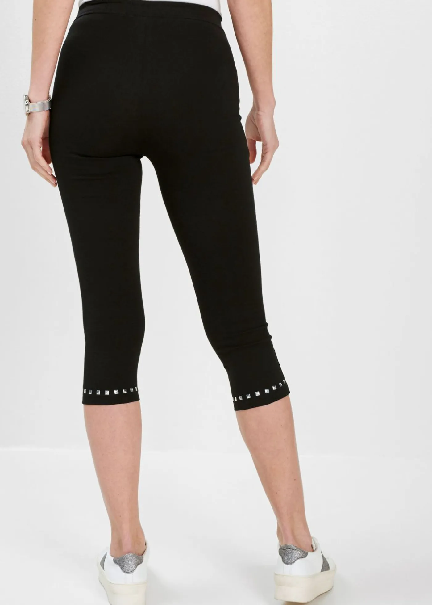 bonprix bonprix Leggings capri Negro-plateado New