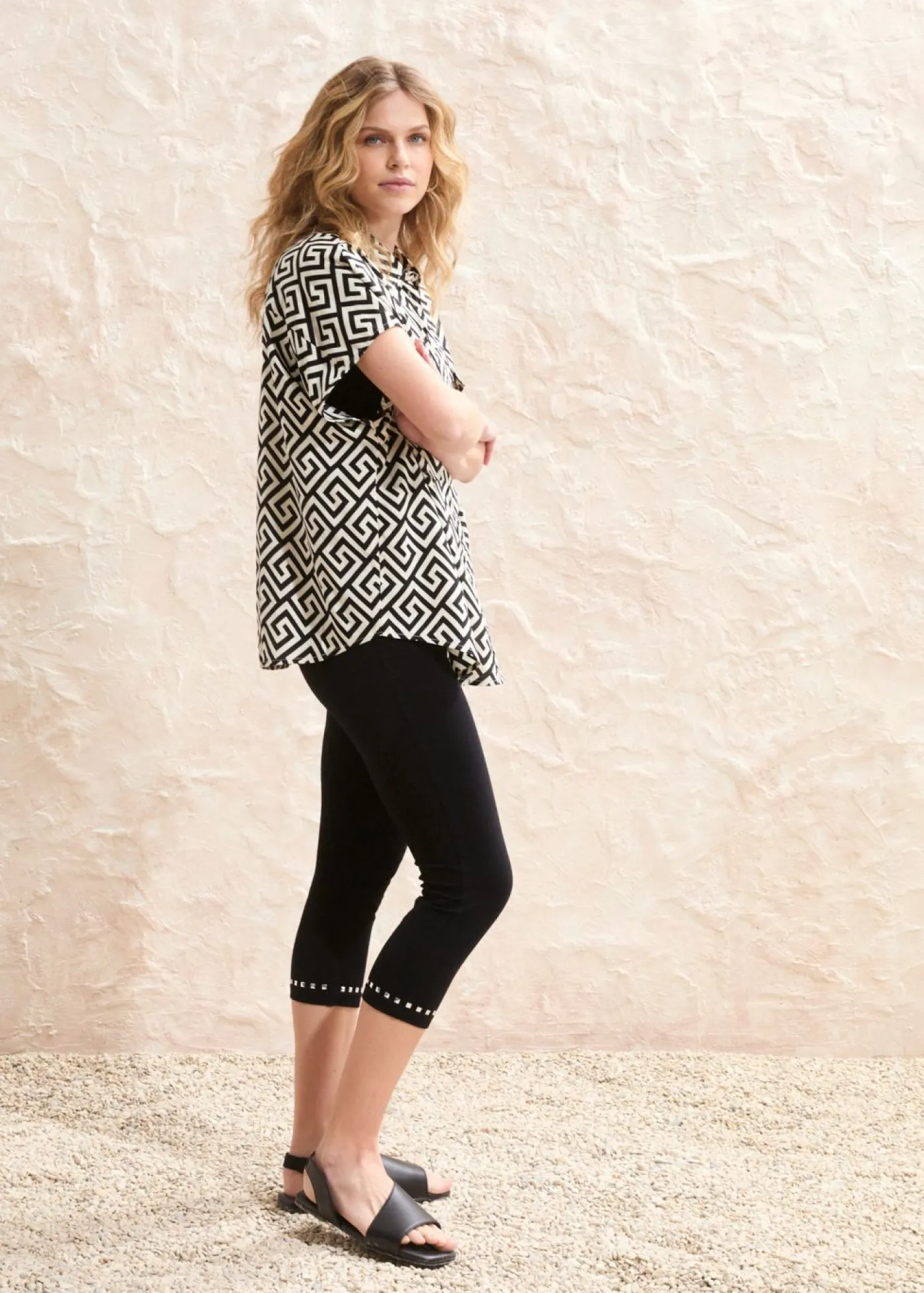 bonprix bonprix Leggings capri Negro-plateado New