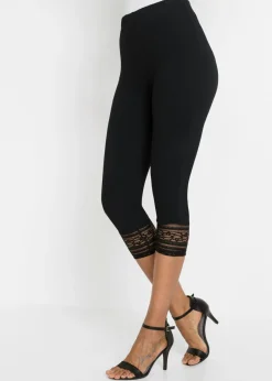 bonprix bonprix Leggings capri con algodón orgánico Negro Outlet