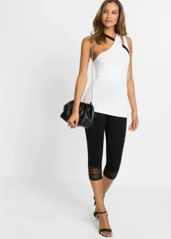 bonprix bonprix Leggings capri con algodón orgánico Negro Outlet
