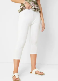 bonprix bonprix Leggings capri con cinturilla cómoda Blanco Discount