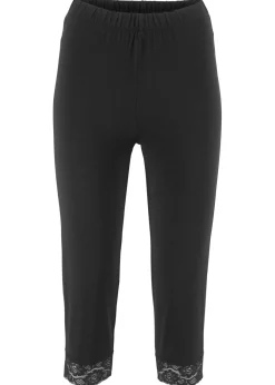 bonprix bonprix Leggings capri con detalles de encaje Negro Outlet