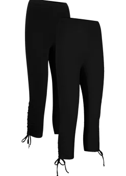 bonprix bonprix Leggings capri con fruncido (2 unidades) Negro Best