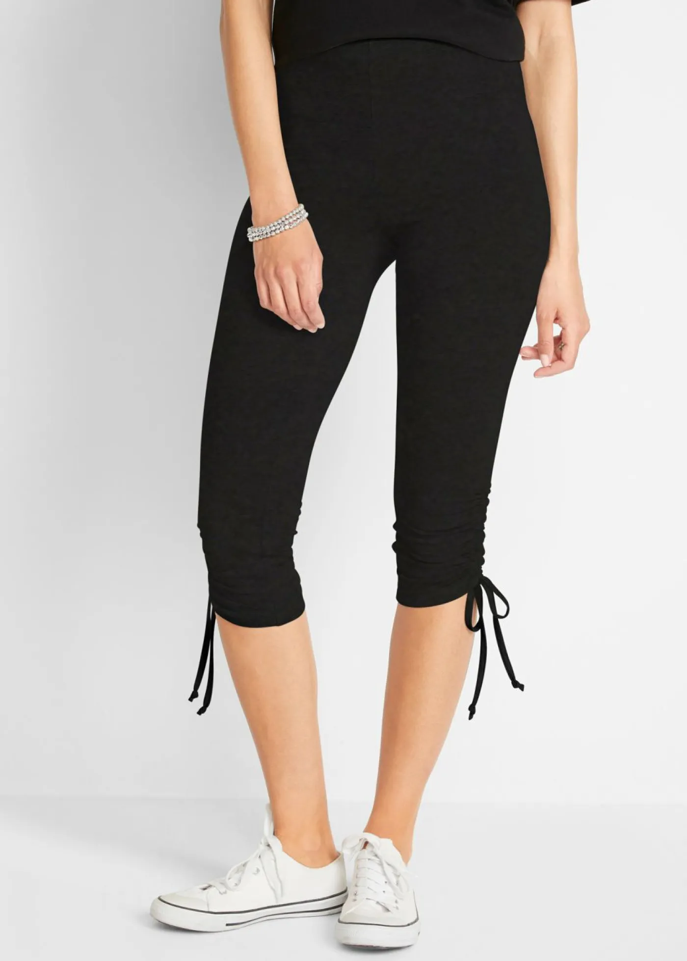 bonprix bonprix Leggings capri con fruncido (2 unidades) Negro Best