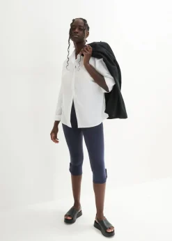 bonprix bonprix Leggings capri de algodón orgánico Azul marino Sale
