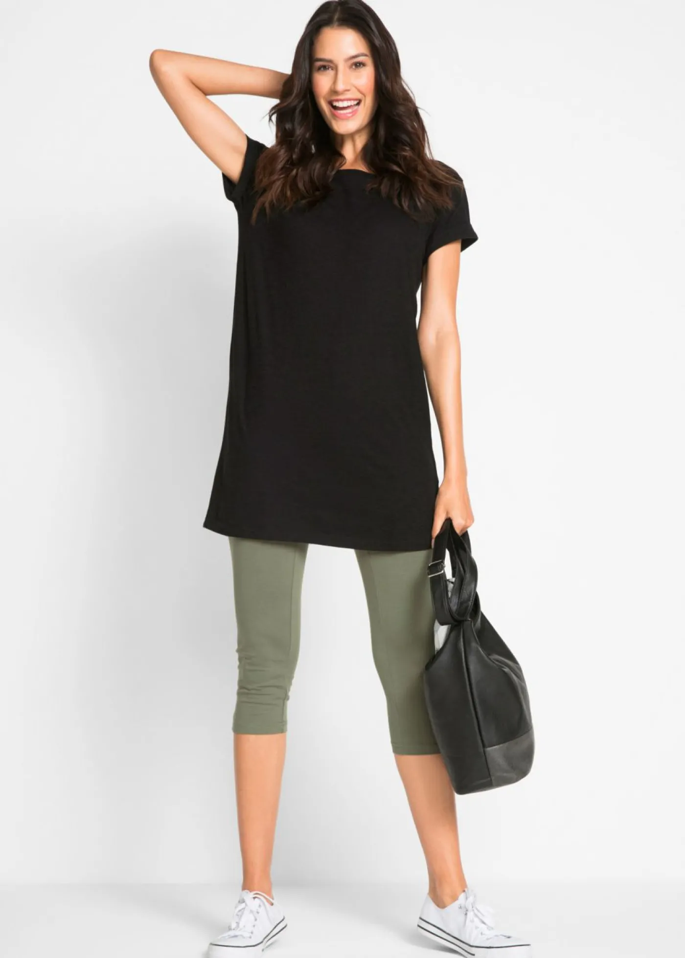 bonprix bonprix Leggings capri de corte ajustado (2 unidades) Verde oliva-negro Online