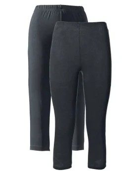 bonprix bonprix Leggings capri de corte ajustado (2 unidades) Negro Outlet