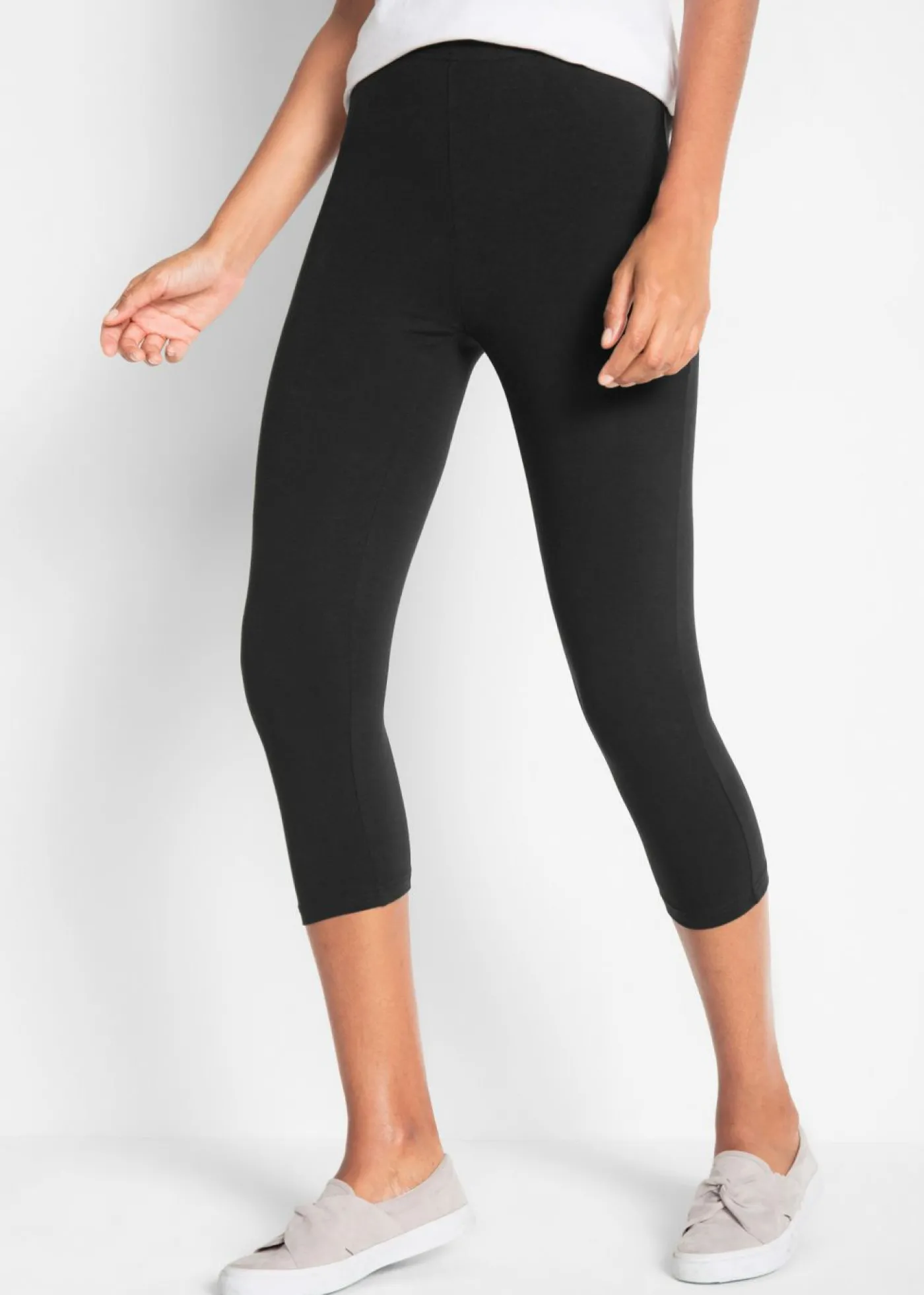 bonprix bonprix Leggings capri de corte ajustado (2 unidades) Negro Outlet