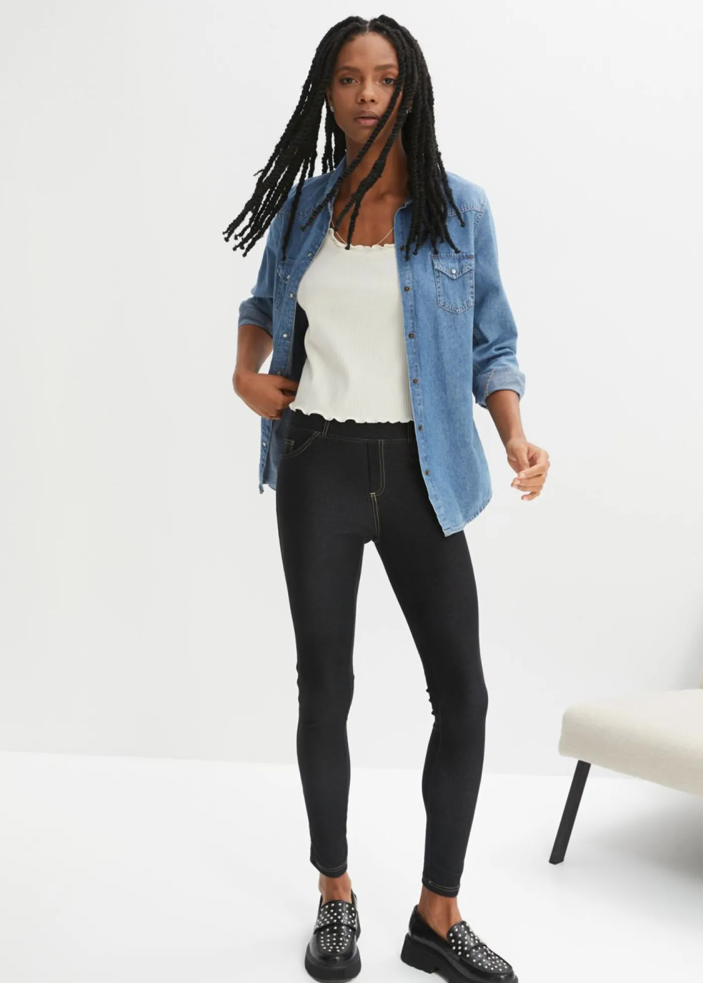 bonprix bonprix Leggings con aspecto de vaquero denim negro