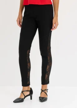 bonprix bonprix Leggings con encaje Negro Outlet