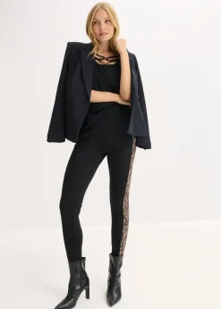 bonprix bonprix Leggings con talle alto Negro con estampado de leopardo Sale