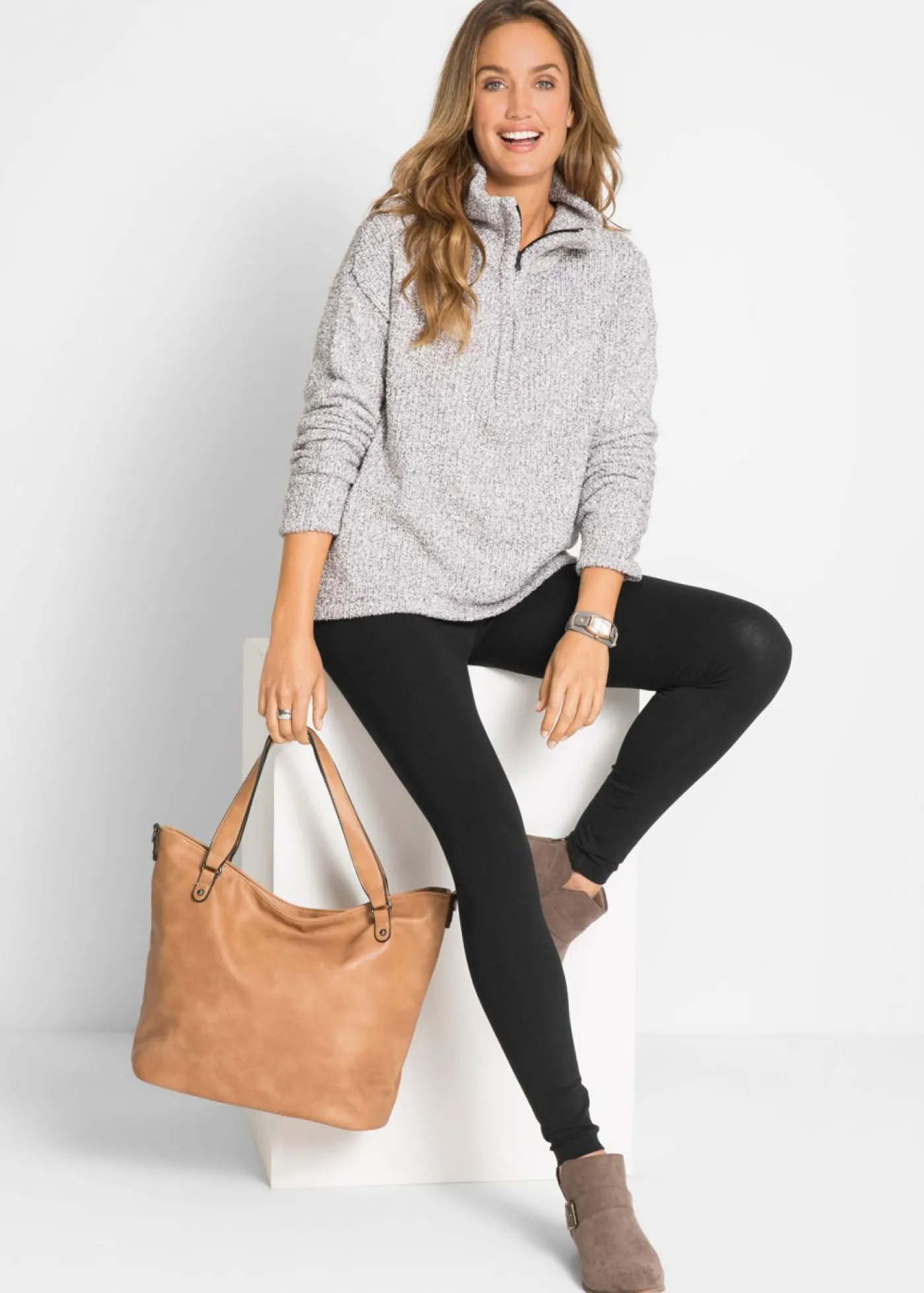 bonprix bonprix Leggings de mezcla de algodón Negro