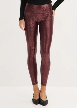 bonprix bonprix Leggings de piel sintética con alto brillo rojo burdeos Best