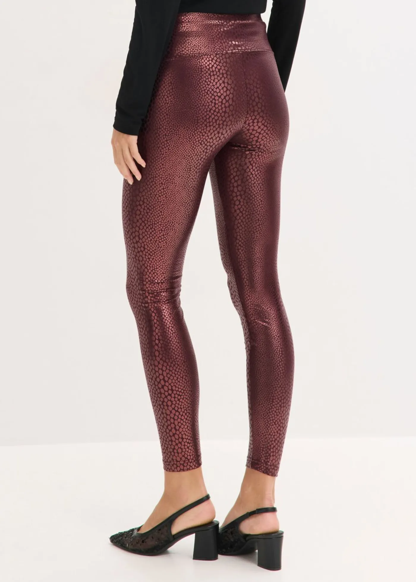 bonprix bonprix Leggings de piel sintética con alto brillo rojo burdeos Best