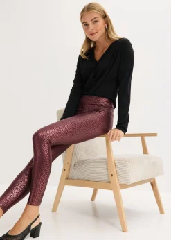 bonprix bonprix Leggings de piel sintética con alto brillo rojo burdeos Best