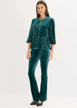 bonprix bonprix Leggings de terciopelo suave Verde intenso Online