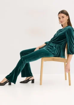 bonprix bonprix Leggings de terciopelo suave Verde intenso Online