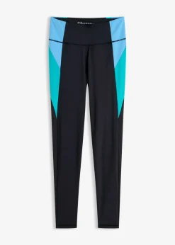 bonprix bonprix Leggings deportivos cómodos de material de secado rápido en colores en contraste negro-esmeralda-azul brillante Outlet
