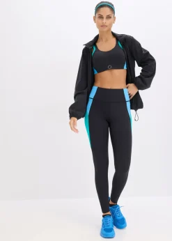 bonprix bonprix Leggings deportivos cómodos de material de secado rápido en colores en contraste negro-esmeralda-azul brillante Outlet