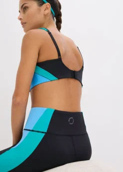 bonprix bonprix Leggings deportivos cómodos de material de secado rápido en colores en contraste negro-esmeralda-azul brillante Outlet