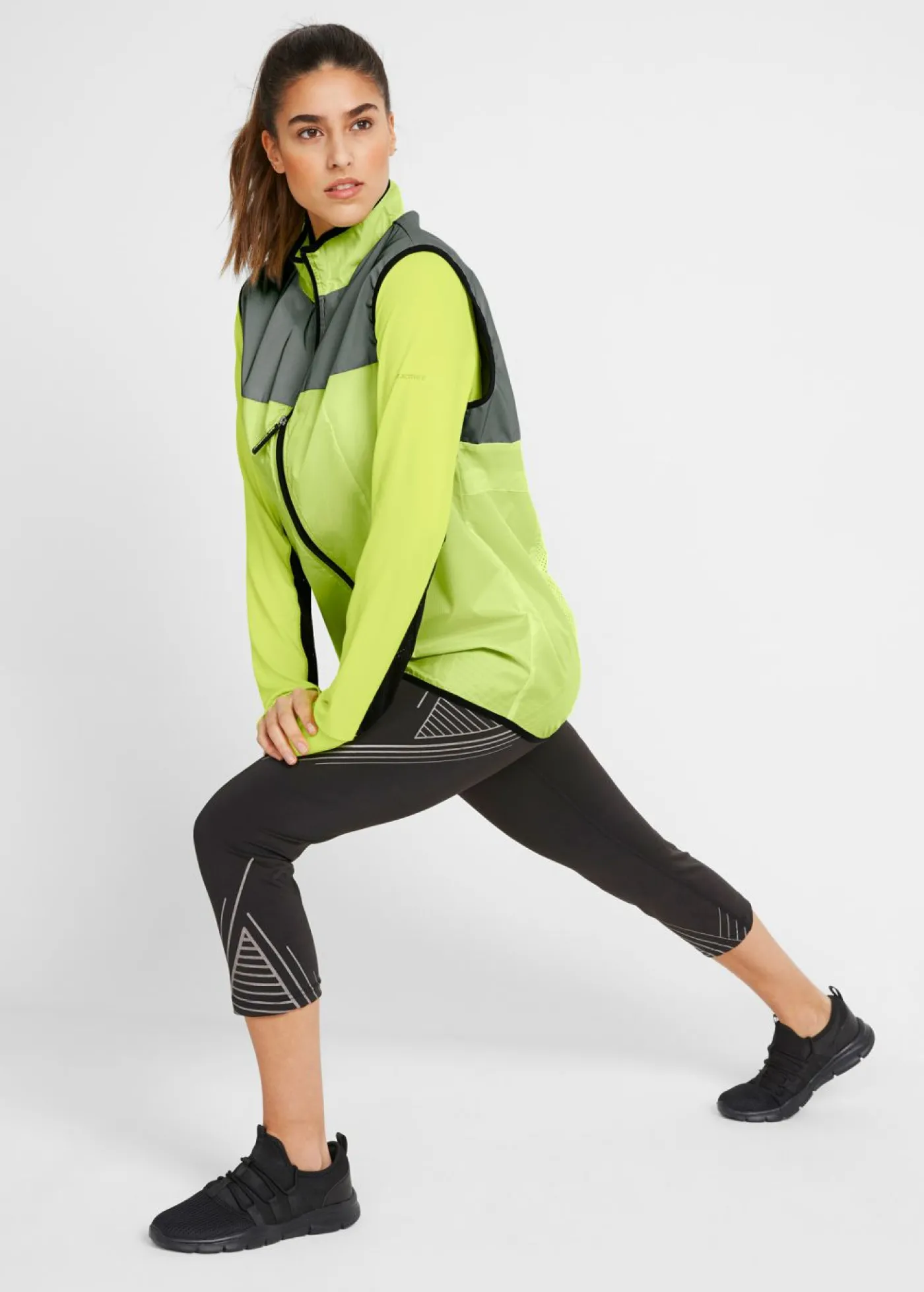 bonprix bonprix Leggings deportivos con bolsillos, largo 3/4 Negro Hot