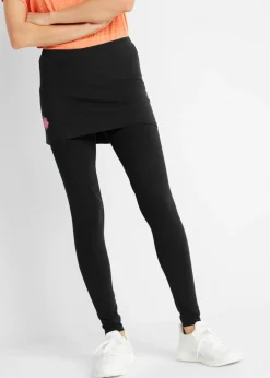 bonprix bonprix Leggings deportivos con falda, hasta el tobillo Negro con estampado gráfico Discount