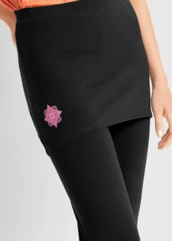 bonprix bonprix Leggings deportivos con falda, hasta el tobillo Negro con estampado gráfico Discount
