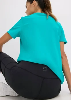 bonprix bonprix Leggings deportivos de algodón resistente con perneras rectas Gris-negro Outlet