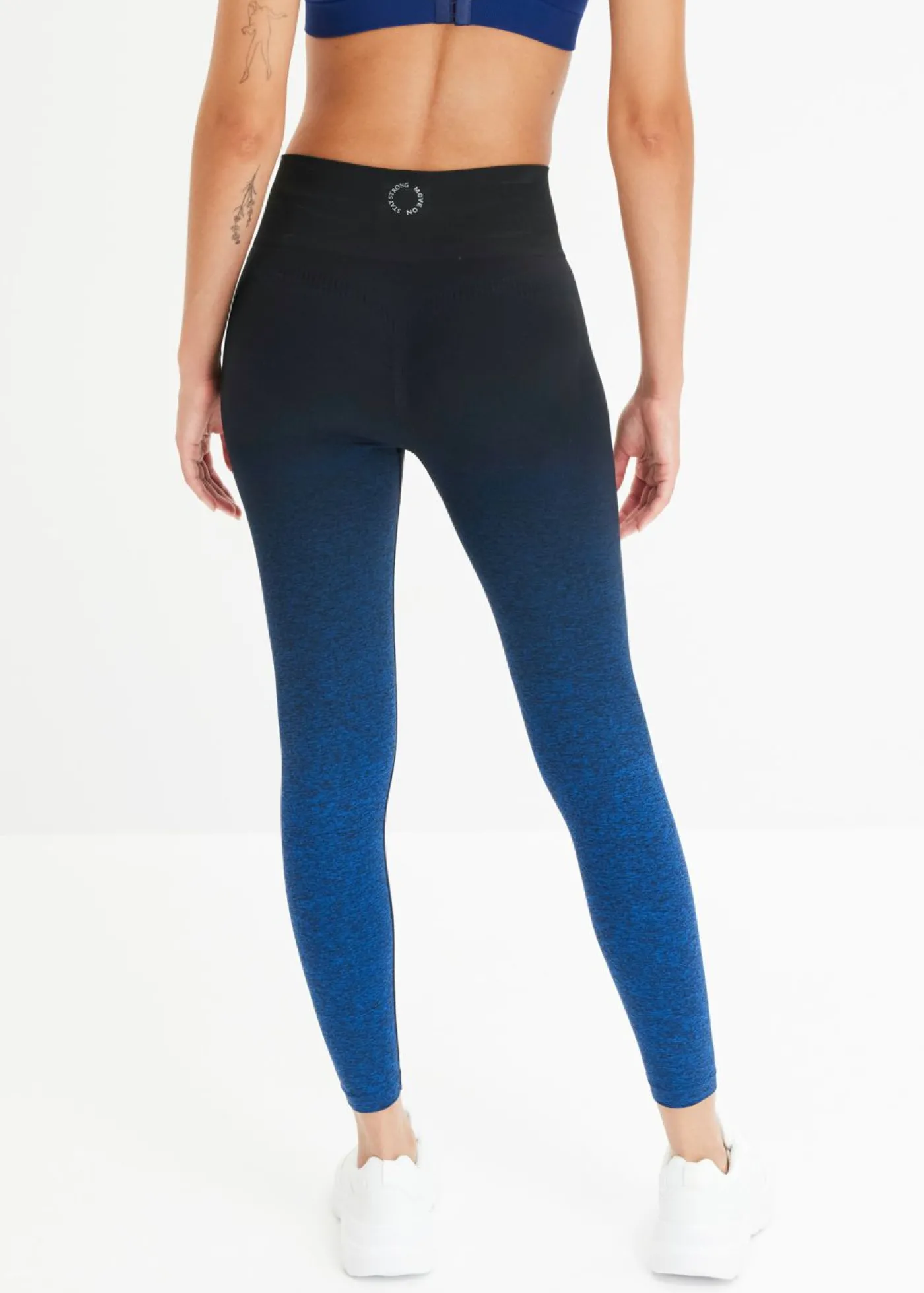 bonprix bonprix Leggings deportivos de material de secado rápido sin costuras con degradado cromático azul horizonte-azul faro-negro Clearance