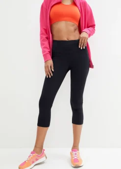 bonprix bonprix Leggings deportivos moldeadores con bolsillo y largo capri Negro Hot