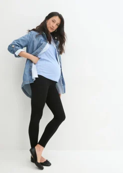 bonprix bonprix Leggings premamá de suave algodón orgánico Negro Clearance