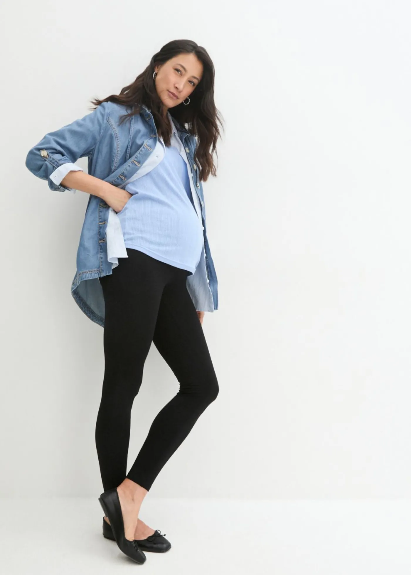 bonprix bonprix Leggings premamá de suave algodón orgánico Negro Clearance