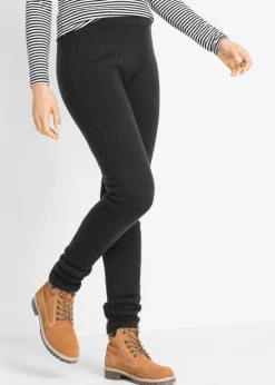 bonprix bonprix Leggings térmico con terminaciones en canalé Negro Clearance