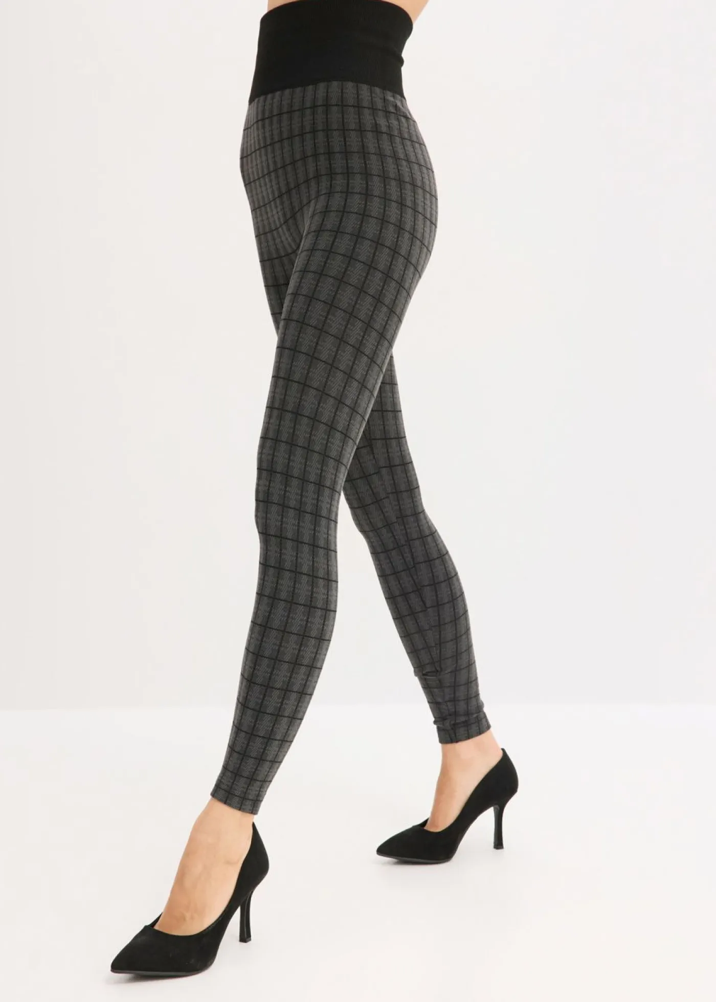 bonprix bonprix Leggings térmicos con interior suave Negro de cuadros Outlet