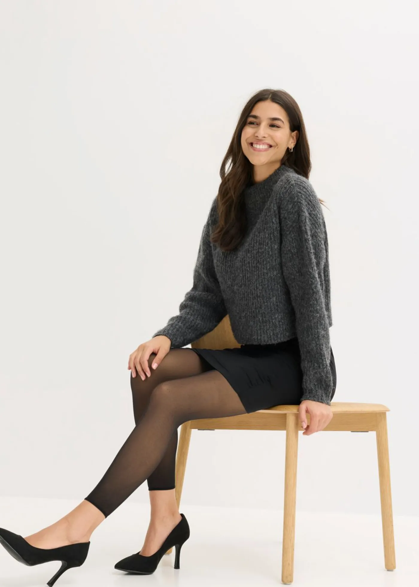 bonprix bonprix Leggings térmicos de 50 den con aspecto transparente, control de abdomen y efecto push-up Negro Hot
