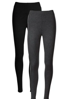 bonprix bonprix Leggings (2 unidades) pizarra moteada+negro New