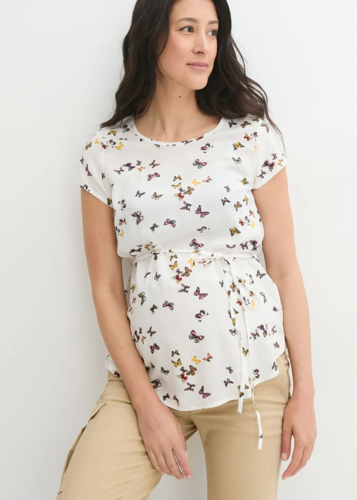 bonprix bonprix Ligera blusa premamá de viscosa Blanco lana
