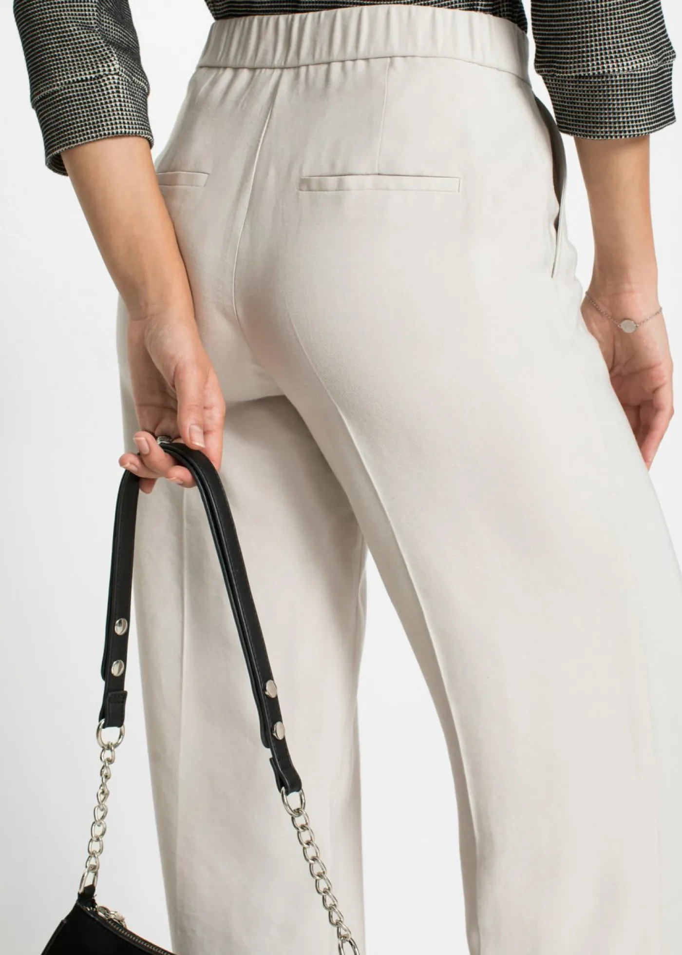 bonprix bonprix Ligero pantalón Marlene con viscosa Beige Sale