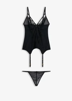 bonprix VENUS Liguero + tanga (conjunto de 2 piezas) Negro Hot