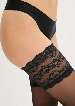 bonprix bonprix Medias de sujeción con encaje 20 den Negro Outlet