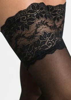 bonprix bonprix Medias de sujeción con encaje 20 den Negro Outlet