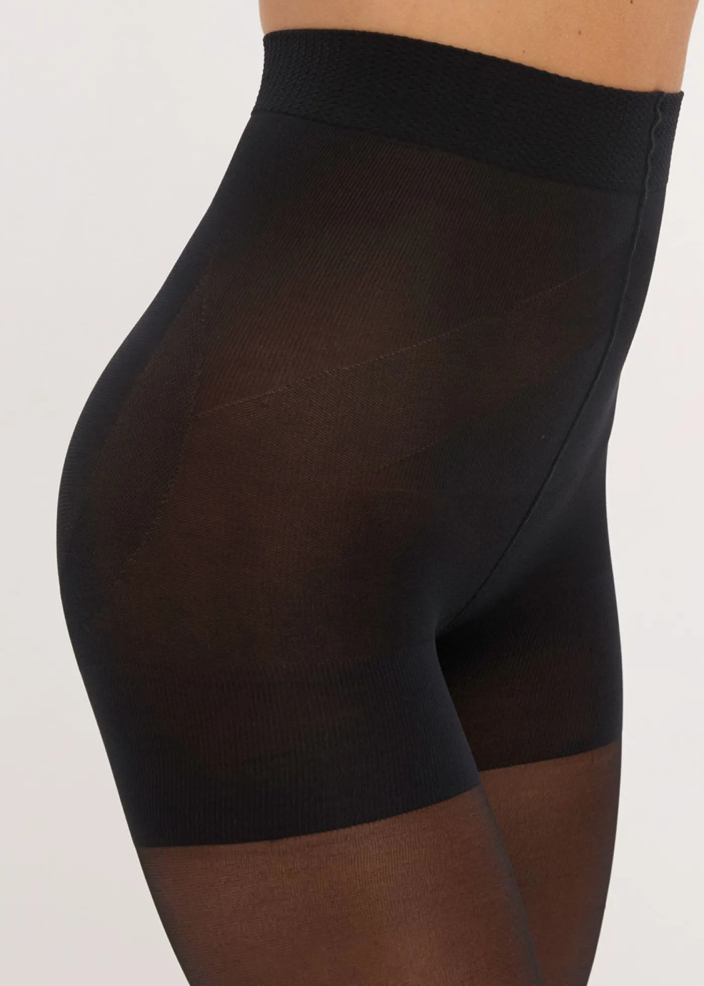 bonprix bonprix Medias opacas con efecto push up + Belly Control + cintura cómoda + compresión, 50 DEN Negro New