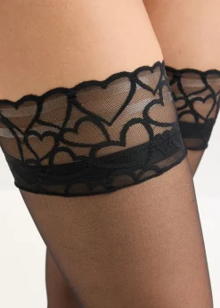 bonprix bonprix Medias sin liguero con encaje de 20 den Negro New