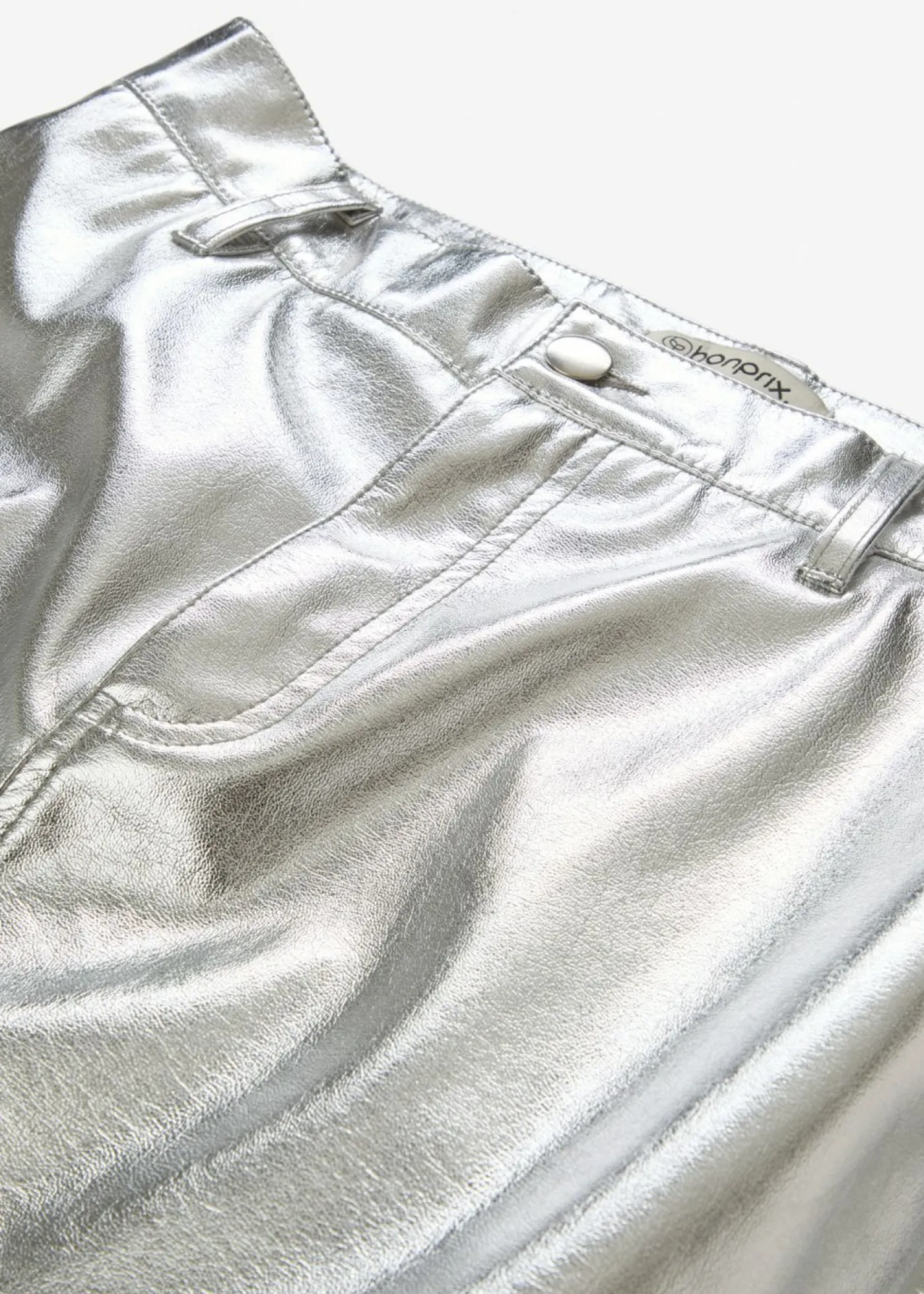 bonprix bonprix Minifalda con aspecto metalizado Plata metalizado Clearance