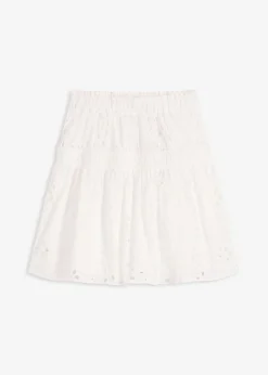 bonprix bonprix Minifalda con bordado calado Blanco lana Outlet