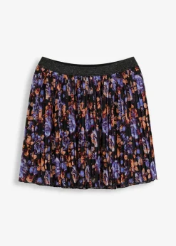 bonprix bonprix Minifalda con plisado Negro con flores Sale